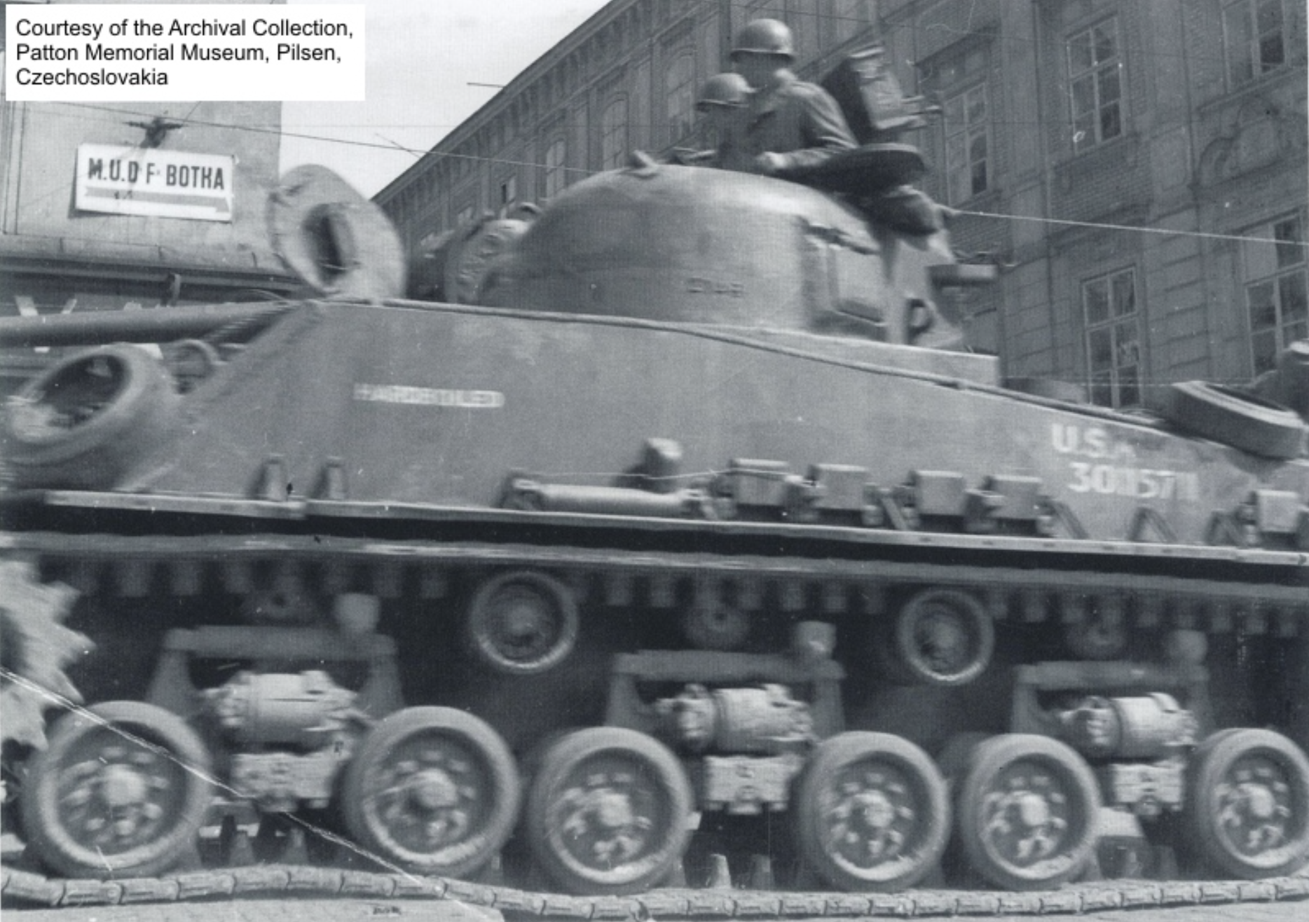“Hardboiled”, an M4A3(75)W HVSS of the 16th Armored Division in Pilsen, Czechoslovakia, May, 1945
