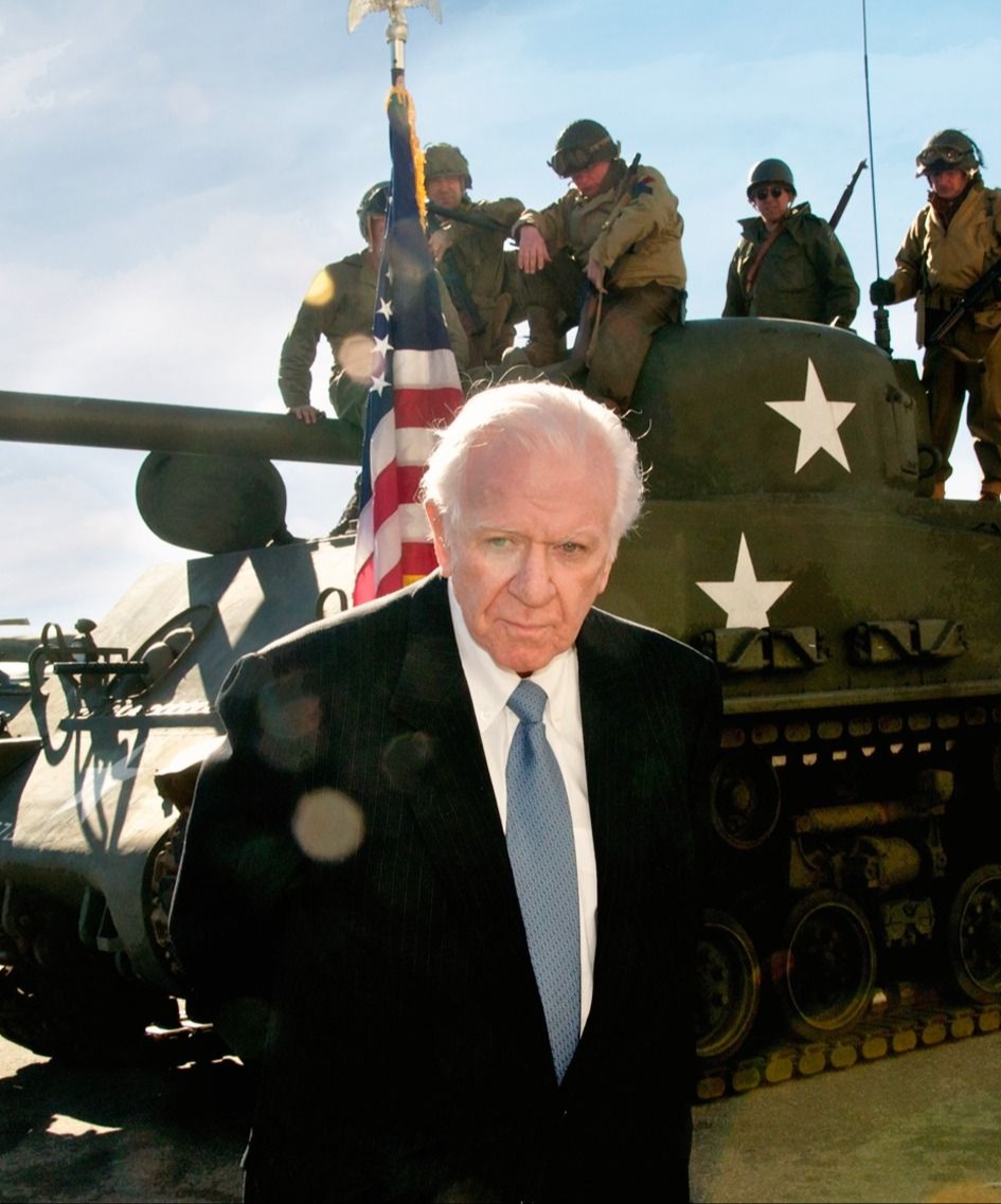 Lawrence Kadesh Standing in front of Tanks