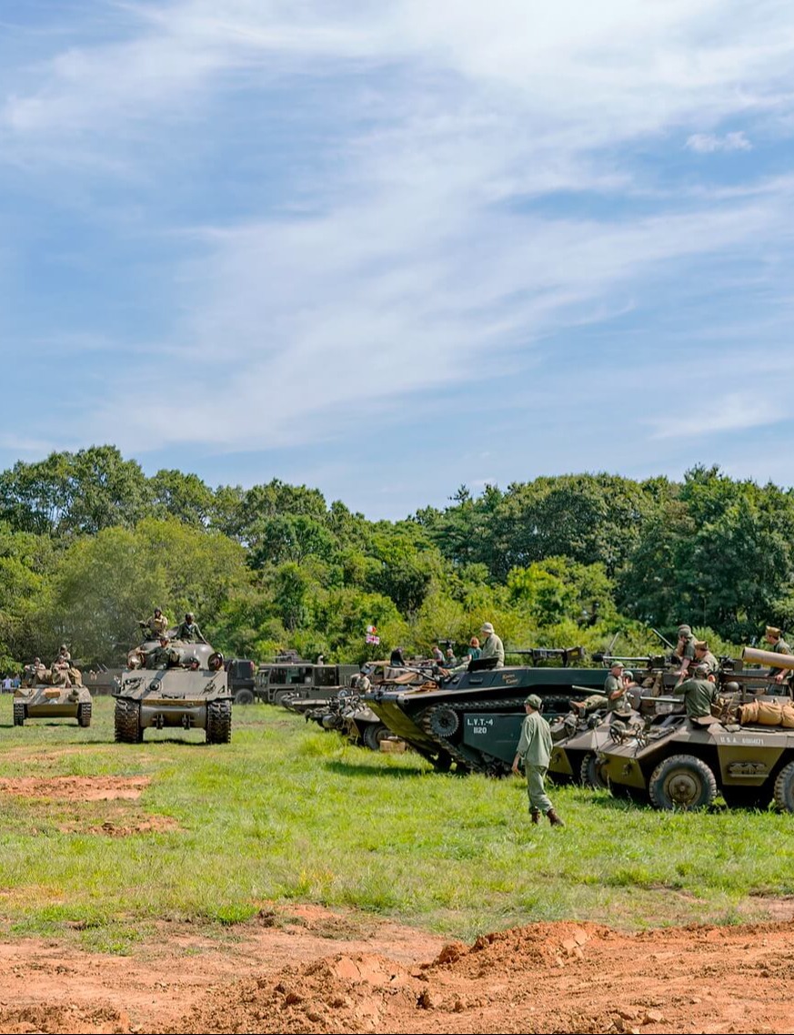 Tanks lined up in a field