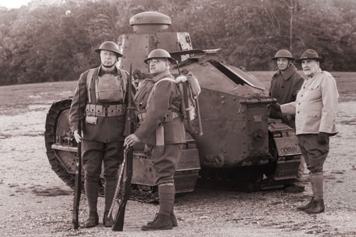 During the Centennial of America’s entry into World War I, living historians to present period displays, uniforms and artifacts beside a century old military tank