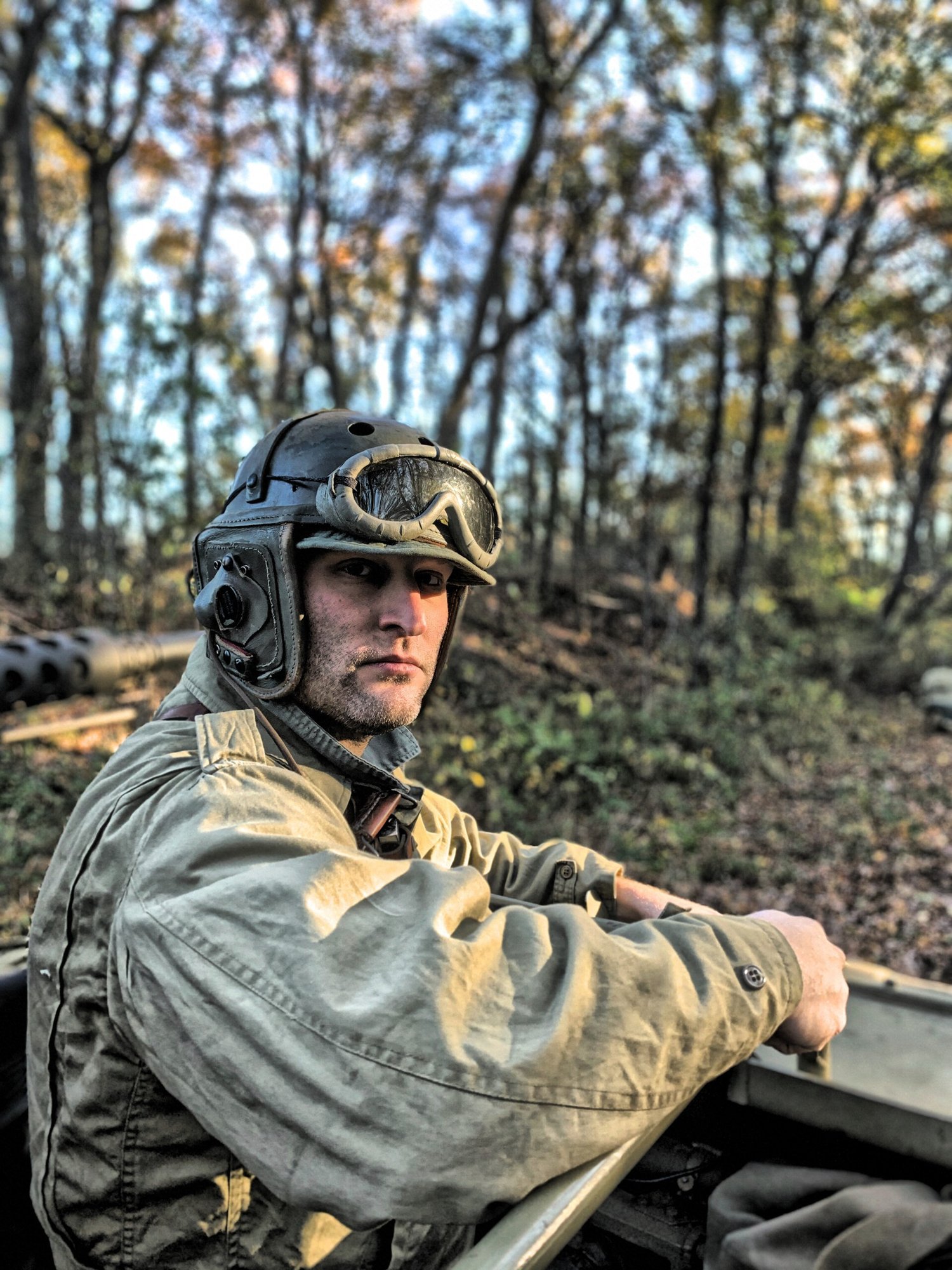 Steven Bennett in uniform in tank